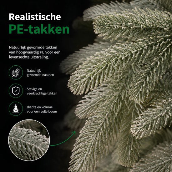 Black Box Trees Nagoya Weihnachtsbaum „Frosted“ mit Scharnierkonstruktion – Kunstbaum mit voller Ausstrahlung und 738 Zweigen – Weihnachtsdekoration für den Innenbereich – H 150 x Ø 91 cm – Grün