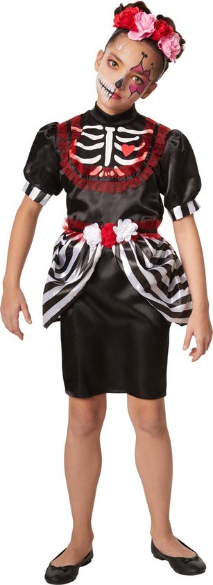 Dressforfun Faschingskostüm Creepy Skeleton Lady – Mädchen – Größe 104 (3–4 Jahre)