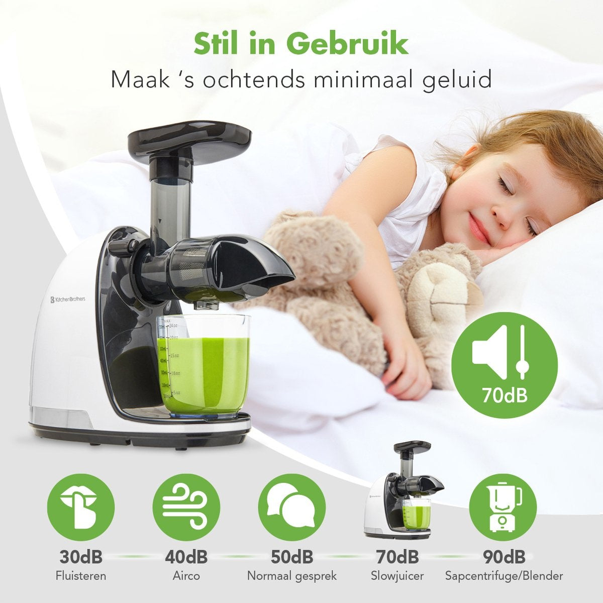 KitchenBrothers Slowjuicer - Entsafter - 700ml - Weiß