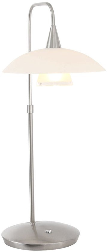 Tischlampe „Tallerken“ 2657ST – Stahl/Weiß – Modernes Design – Inklusive LED-Leuchtmittel – Steinhauer