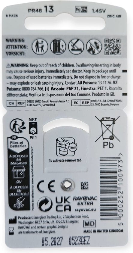 Rayovac - 13 - PR48 Extra - 8er-Pack
