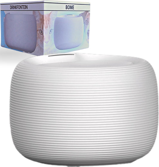 BOME Trinkbrunnen - Katzenbrunnen - 2,5 Liter - Trinkbrunnen Katze und Hund - Wasserbrunnen Katze - automatische Spülung