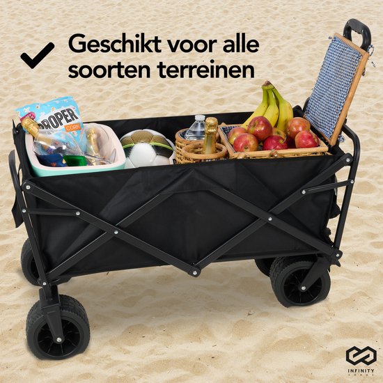 Infinity Goods Bolder Cart XL - faltbar - 180KG Tragfähigkeit - drehbare Räder - 95 x 57 x 96 CM - verstellbar - Schwarz