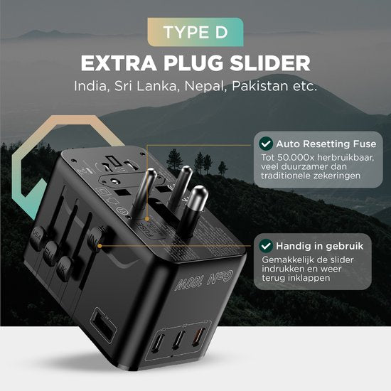Remodius® World Plug PRO - 220+ Länder - Universeller Reisestecker mit PD100W Ultra USB C Schnellladung für Laptops, Telefone, Tablets, und mehr - 3x USB-C - 1x USB-A
