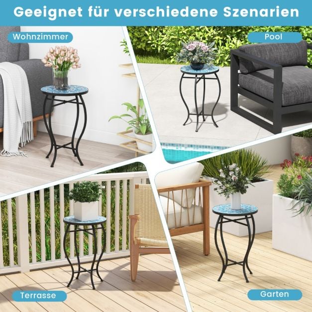 Coast Mosaic Beistelltisch - Runder Bistrotisch 35 x 55 cm - Blau/Schwarz