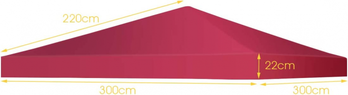 Coast Ersatzdach für Pavillon - 3 x 3 m mit Klettverschluss - Burgunderrot