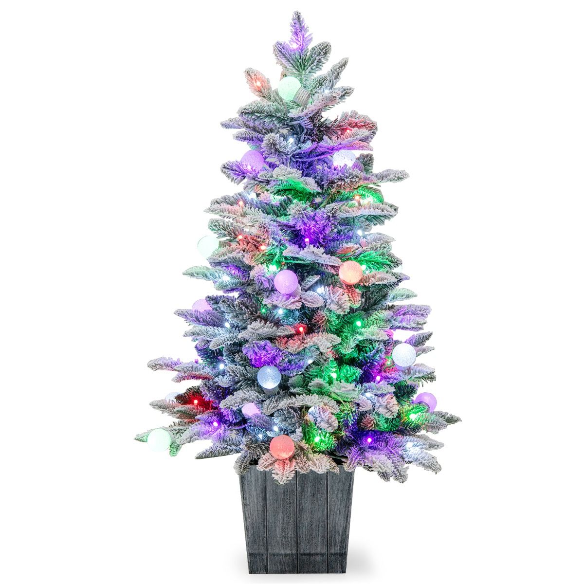 Beleuchteter Weihnachtsbaum Coast - 100 cm - weiß/grün - mit 148 PVC- und PE-Zweigen - 80 LED-Lichter