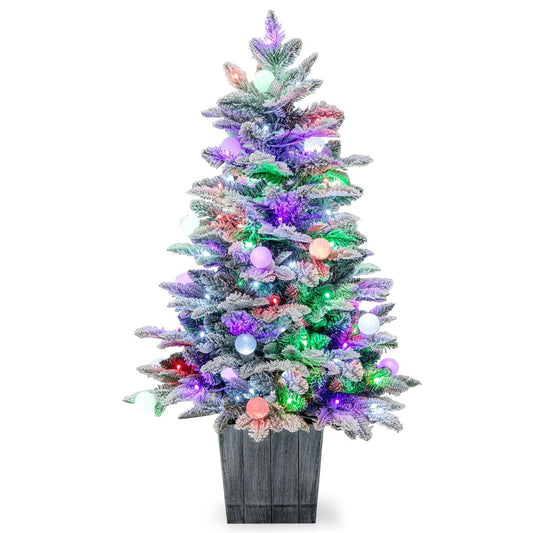 Beleuchteter Weihnachtsbaum Coast - 100 cm - weiß/grün - mit 148 PVC- und PE-Zweigen - 80 LED-Lichter