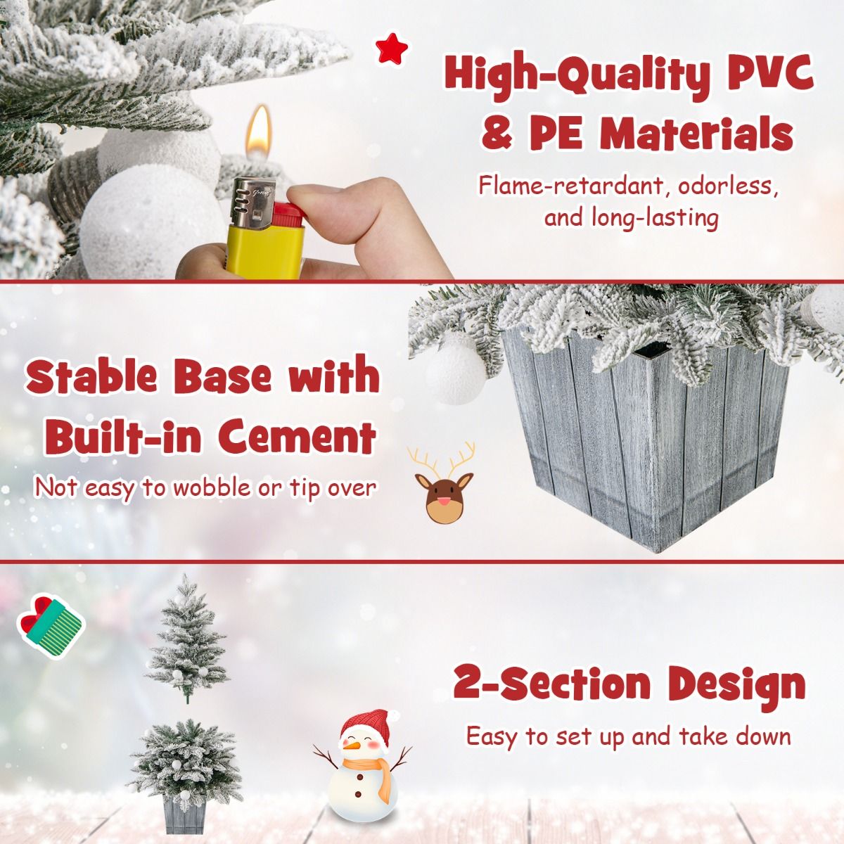 Beleuchteter Weihnachtsbaum Coast - 100 cm - weiß/grün - mit 148 PVC- und PE-Zweigen - 80 LED-Lichter