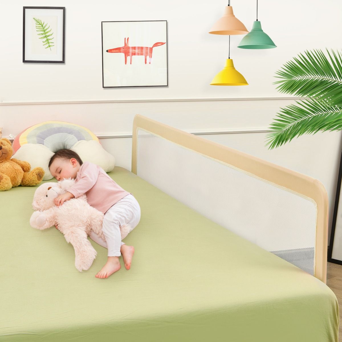 Coast Bettgitter zusammenklappbar - 180 cm x 56 cm - Beige - Sicherheitsbettgitter für Kleinkinder und Kinder