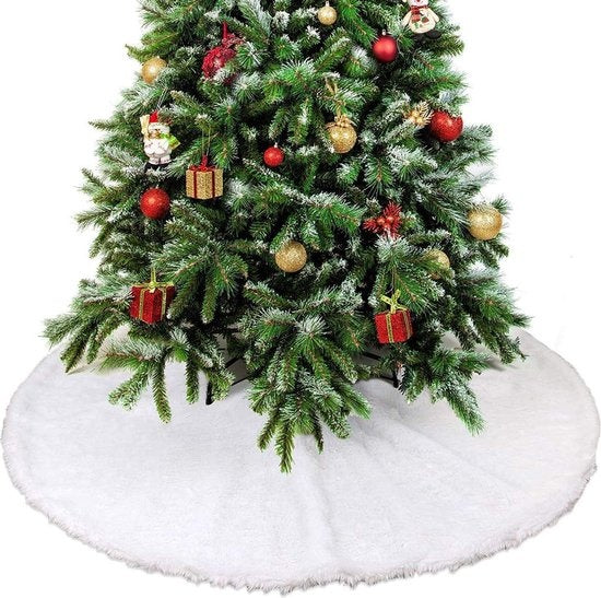 THE TWIDDLERS Runder weißer Plüsch-Weihnachtsbaumrock - Weihnachtszubehör mit Schneeeffekt - Perfekte Partydekoration für Ihren Weihnachtsbaum - 90 cm Durchmesser - Passt zu jedem Baum.