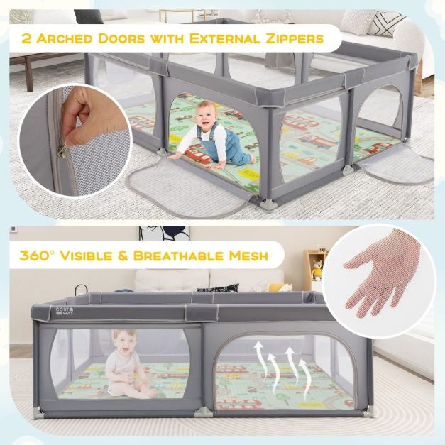 Coast Baby Laufstall mit 50 Bällen und 2 Türen - 206 x 147 cm - dunkelgrau