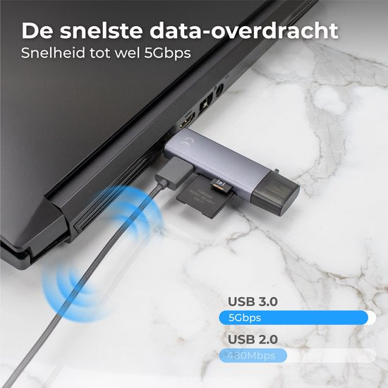 Nuvance - SD-Kartenleser - USB-Stick - SD-Kartenleser USB C - Kartenleser - Micro-USB - Speicherkartenleser - Micro-SD-Adapter - SD-Kartenleser - Micro-SD-Kartenleser - USB 3.0 - Geeignet für alle Smartphones & Computer