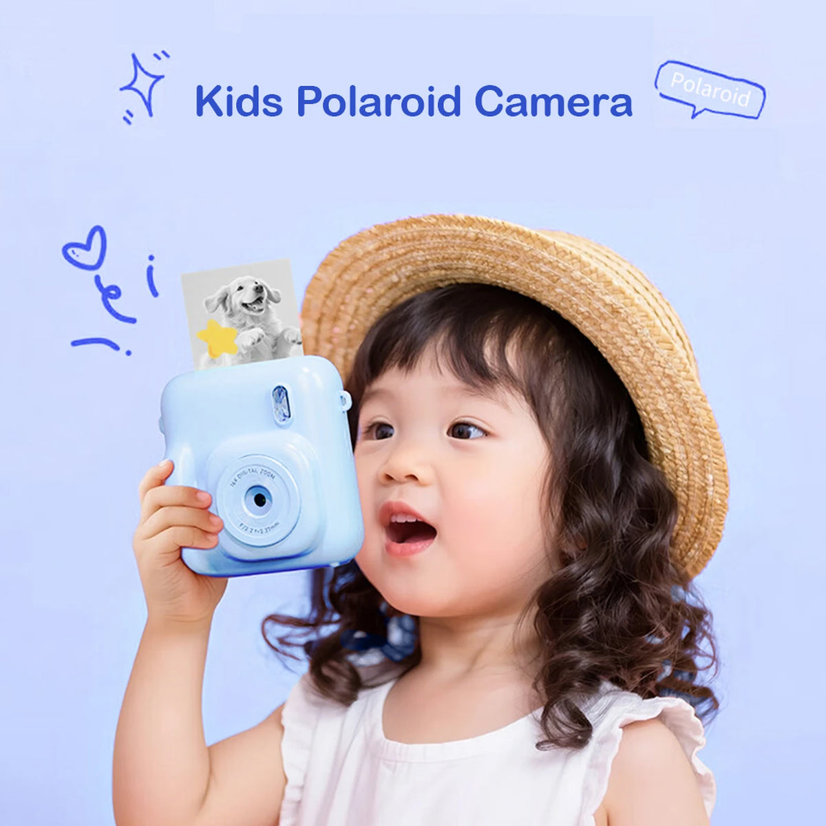 Songdian Kinderkamera mit Sofortdruck DC506 – Blau – 48 MP – Doppelkamera – LED-Blitz – Auch als Webcam nutzbar