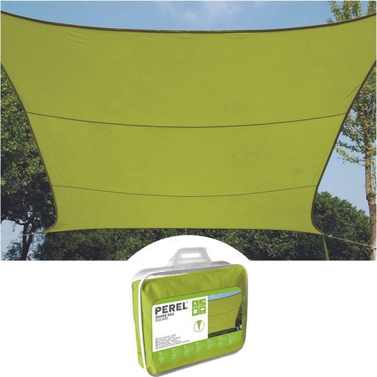 Perel Schattentuch, wasserabweisend, 3,6 x 3,6 m, 160 g/m², Polyester, quadratisch, lindgrün