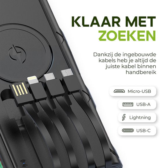 iSetchi Solar Powerbank 42800 mAh - Externer Akku - Notfallpaket - Solarstrom - Schnellladegerät - Mit Kompass und USB-C Kabel - Schnellladung 22.5W - Mit praktischer Taschenlampe - Grün/Schwarz