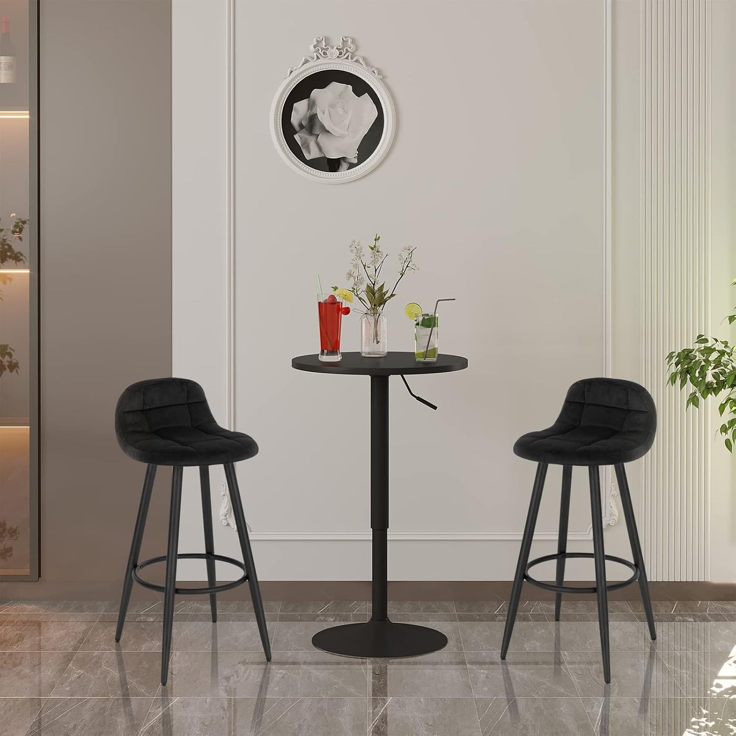 WOLTU Bartisch – Stehtisch – Höhenverstellbar 70–91 cm – Schwarz