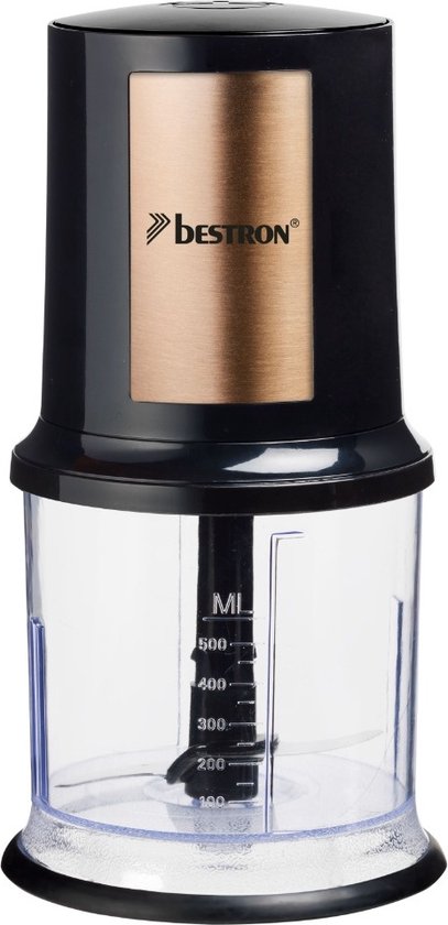 Bestron Küchenmaschine – AKC200CO – 500 ml Fassungsvermögen – 2 Edelstahlmesser – Pulsfunktion – Kupfer – 5 Jahre Garantie