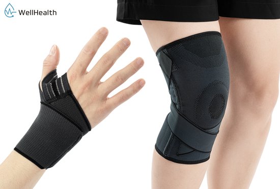 Wellhealth - Knie- oder Handgelenkbandage zur Schmerzlinderung und Unterstützung - Kniestütze - S/M - 1 Stück