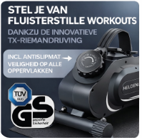 HELDENWERK Profi-Trettrainer & Sesselfahrrad - TÜV/GS-geprüft & extra leise - Mit Befestigungsgurt & Fitnessgurten - Für Senioren & Rehabilitation - Vergleichssieger - Stahl - Schwarz
