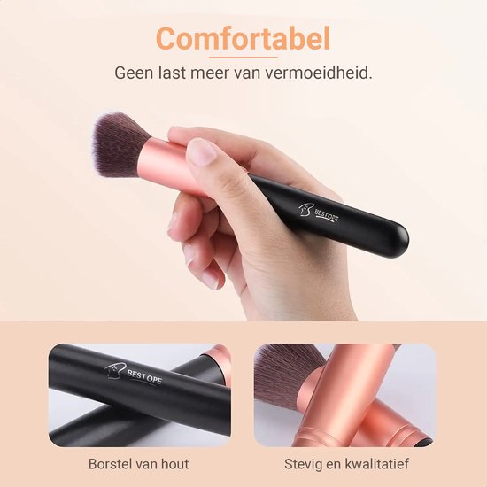 Bestope Make up Pinsel Set mit Beauty Blenders 16 Stück - Pinselset - Pinselreiniger - Pinsel - Rose Gold