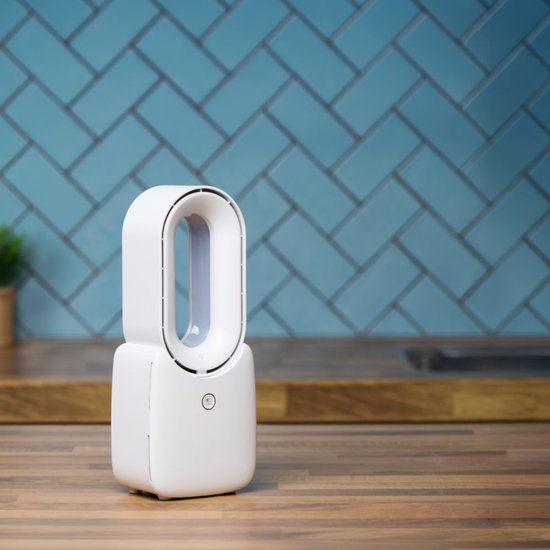 Lifetime Air Bladeless Fan - Leiser Ventilator mit drei Geschwindigkeiten - Kabelloser Tischventilator - Tischventilator mit LED-Stimmungslicht - USB-C wiederaufladbar - Kompaktes Design - 5W - Weiß