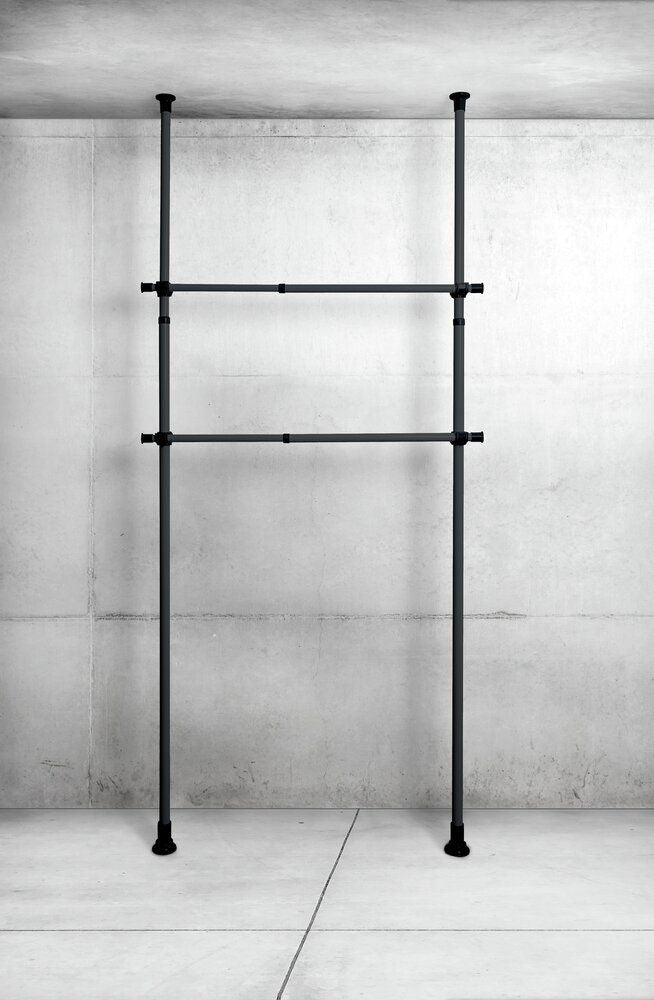 WENKO Herkules Kleiderstangen Schwarz – 2-teilig – verstellbar 75–120 cm