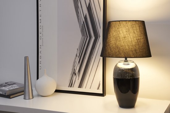 Pauleen Tischlampe Midnight Beauty - Keramik & Textil | Schwarz/Silber | E27 | Max 1x20W exklusiv