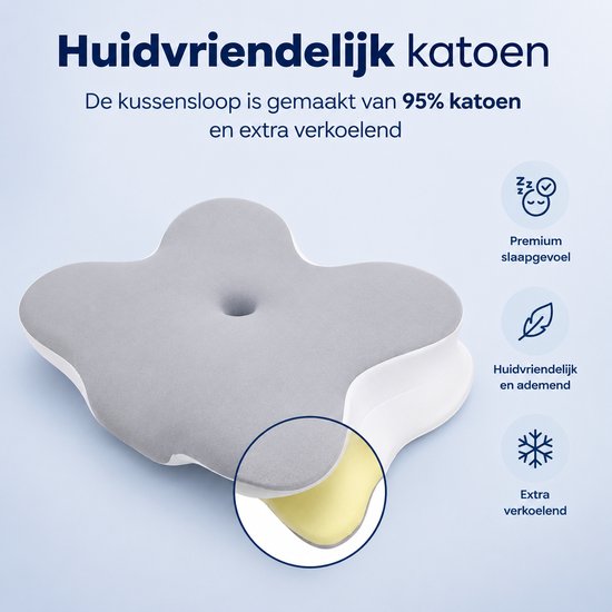 Ergonomisches Kopfkissen – 95 % Baumwolle - Kopfkissen bei Nackenbeschwerden – Schmetterlingskissen – Für Rücken-, Bauch- und Seitenschläfer – Memory-Schaum – Kissen aus Memory-Schaum – Schlafkissen – Kissen – Ergonomisches Kissen – Orthopädische Kissen –
