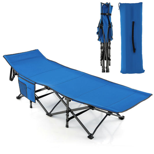 Coast Campingbett - mit Seitentasche - faltbar - Reisestuhl - max 272 kg - blau