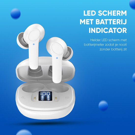 Otiume - Drahtlose Ohrhörer - Bluetooth-Kopfhörer - Drahtlose Ohrhörer - 32 Stunden Spielzeit - Hi-Fi Sound - Weiß