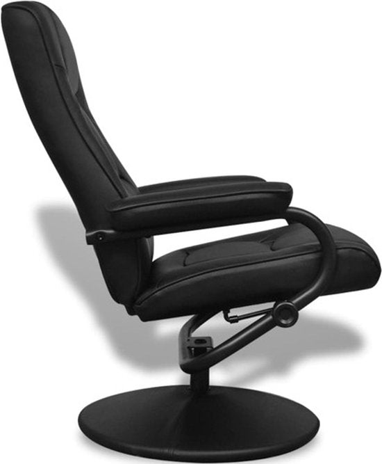 vidaXL – TV-Sessel – mit – Fußhocker – Kunstleder – schwarz