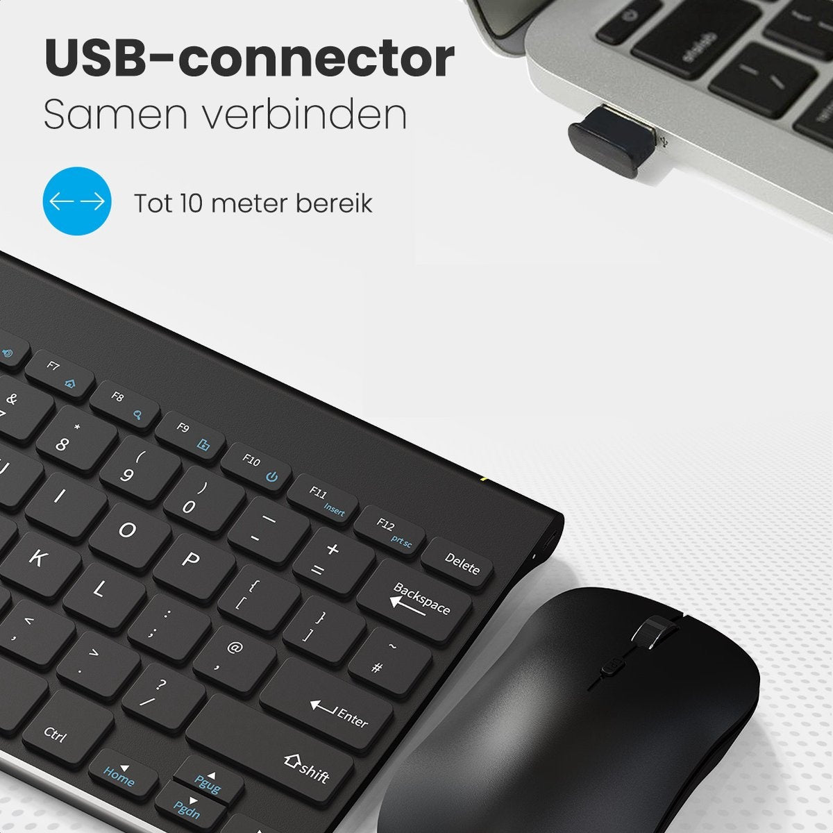 Auronic Wireless Tastatur und Maus - QWERTY - Schwarz