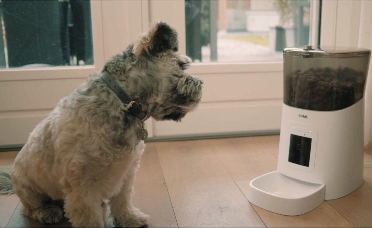 BOME - Ferngesteuerter Futterautomat für Katzen und Hunde - Kamera und Audio inkl. SD-Karte - Schwarz