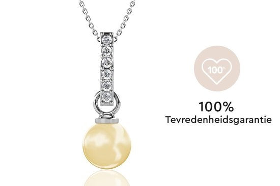 Yolora Damen-Halskette mit Anhänger - Kalpa Camaka Perle und Kristalle - Silber - 18K Weißgold vergoldet - Damen-Halskette Silber - Schmuck - Luxuriöse Geschenkbox - Geschenkbox - Exklusive Geschenkbox - Schöne Geschenkverpackung