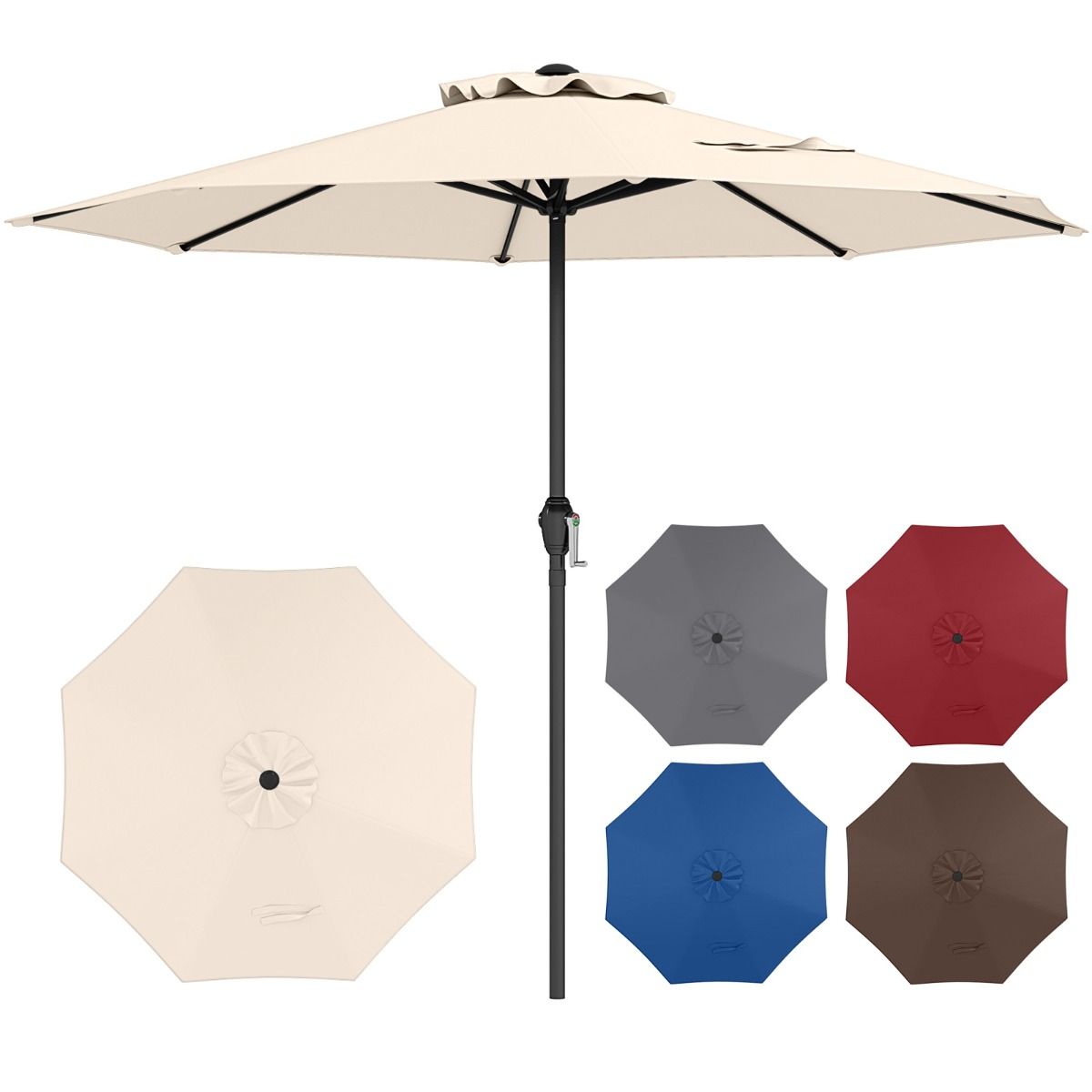 Coast Terrassenschirm mit Schwingmechanismus – belüftetes Dach – 8 stabile Streben – braun – 260 cm