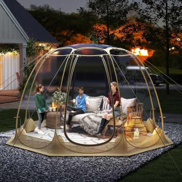 coast 630° transparentes Pop-up Kuppelzelt 265 x 265 x 190 cm für 5-6 Personen, beige