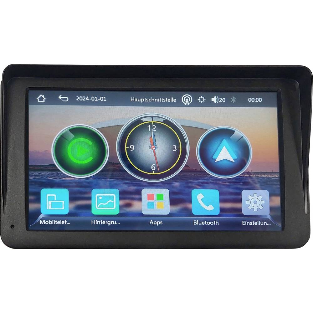 Technaxx TX-320 Kabelloses CarPlay- und Android Auto-Display – Schwarz – 7-Zoll-Touchscreen – Bluetooth 5.0 – WLAN – 19 x 11,1 x 3,7 cm