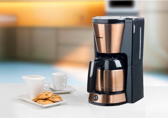 Bestron Filterkaffeemaschine 900 W – ACM1000CO – 1 l, 8 Tassen – Thermoskanne – Kupfer – 5 Jahre Garantie