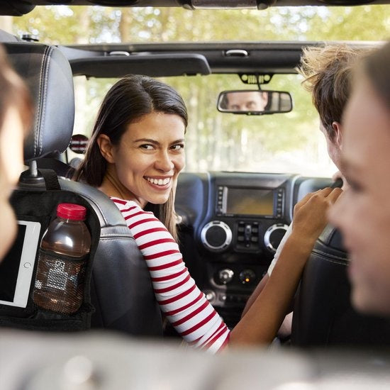 relaxdays Autositz-Organizer Kind - 2er-Set - 4 Fächer - Schutz - schwarz