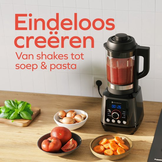 KitchenBrothers Blender - Thermoblender - 1.75L - Kochfunktion - 700+1000W - Smoothie Maker - Ice Crusher - Schwarz