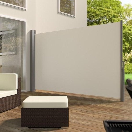 tectake - Ausziehbarer Aluminium-Windschutz Gartenschirm 180 x 300 cm beige 401529