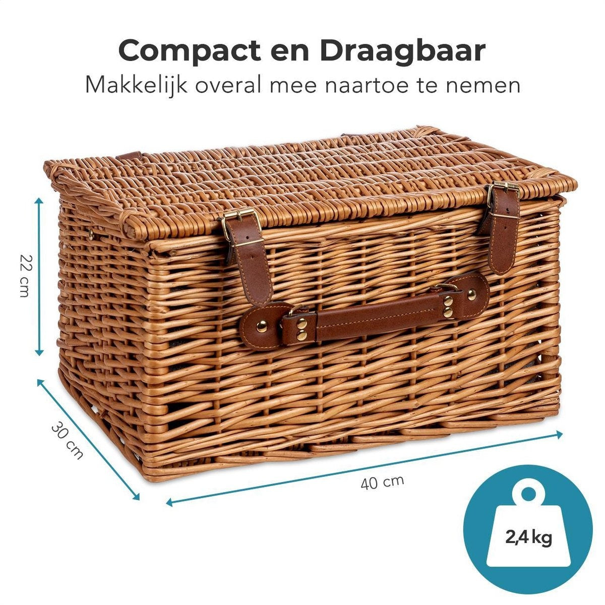 LifeGoods Picknickkorb - 29-teiliges Set mit Picknickdecke - 4 Personen - PU-Leder