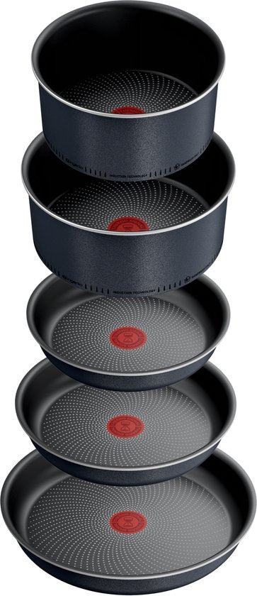 Tefal Ingenio So Light – Kochgeschirrset – 16-teilig – Induktionsgeeignet – Stapelbar – Abnehmbare Griffe – Platzsparend