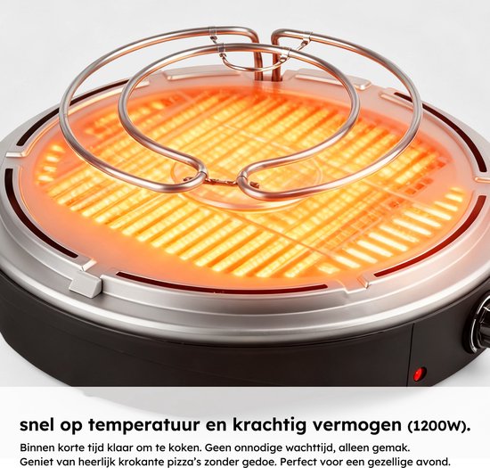 Pizzaofen - Grill und Pizzaofen in einem - Pizza Gourmet - Pizzaofen - Gourmet-Set - Gourmet - Bis zu 300°C - Extra langes 2-Meter-Kabel - Grillplatte - Saaf