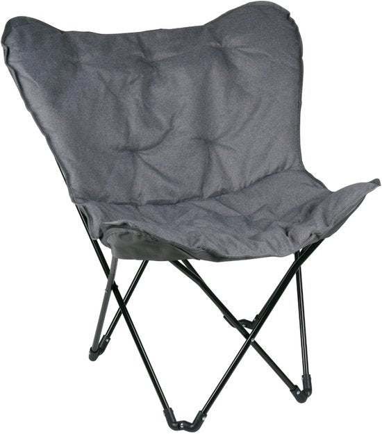 Camp Active Faltbarer Schmetterlingsstuhl – Butterfly Chair inklusive Tragetasche – Campingstuhl mit bequemer Sitzfläche – Leichter Klappstuhl – 70 x 60 x 90 cm – Grau
