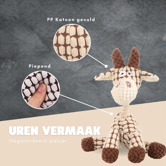 Dutchwide Plush Dog Cuddle - Kuh - Hundespielzeug - Mit Quietsche - Hunde - Spielzeug - Langlebig - Spielzeug - Intelligenz - Intelligenz