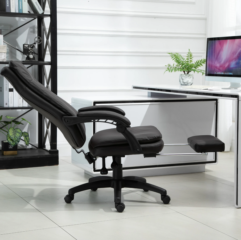 Vinsetto Ergonomischer Bürostuhl - mit Fußstütze - 64 x 64 x 112-120 cm - gepolstert