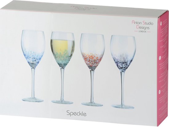 Anton Studio Designs London Satz von 4 Weingläser mit farbigen Sprenkeln 35 CL