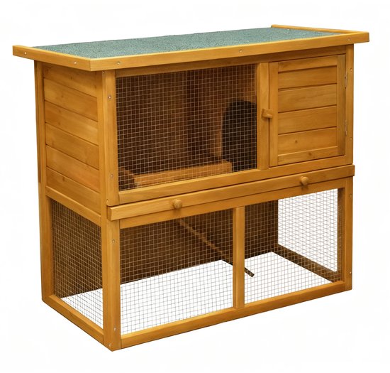 Kaninchenstall mit Auslauf - Stall für Kaninchen, Meerschweinchen und Nager - Käfig für Haustiere - für drinnen und draußen geeignet